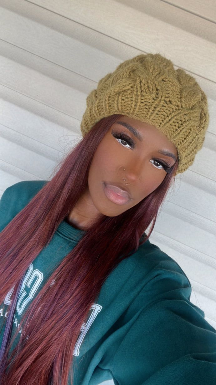 Green Cable Beanie